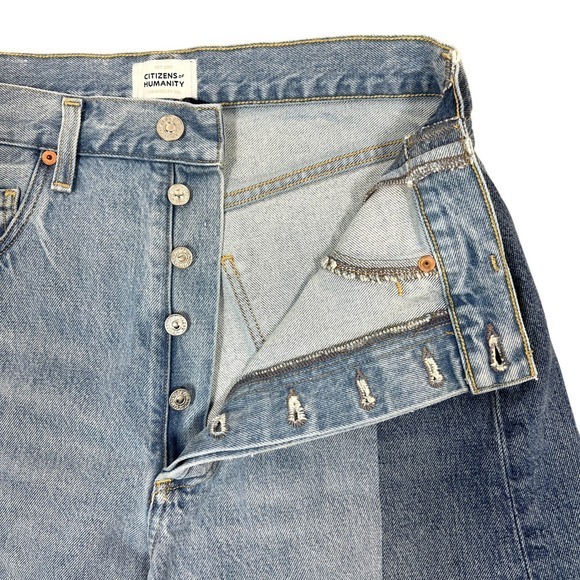 Citizens of Humanity Pieced Horseshoe Wide Leg Jeans Sz 26" Barrel Fracture Wash - Picture 4 of 15